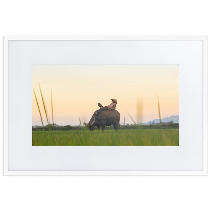 Peaceful Evening - Poster im Rahmen mit Passepartout Weiß / 61×91 cm artlia