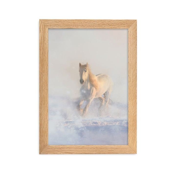 Pferd im Schnee - Poster im Rahmen Oak / 21×30 cm artlia