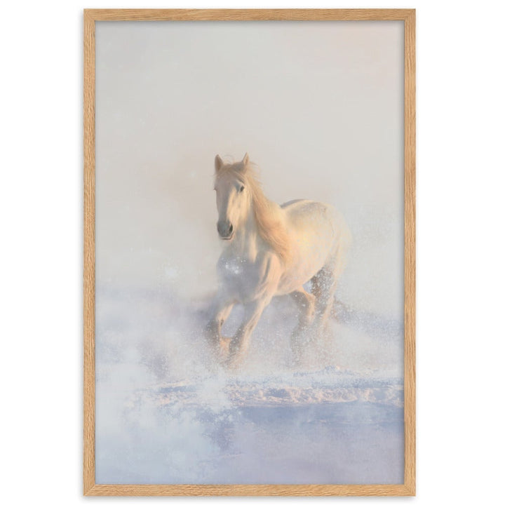 Pferd im Schnee - Poster im Rahmen Oak / 61×91 cm artlia