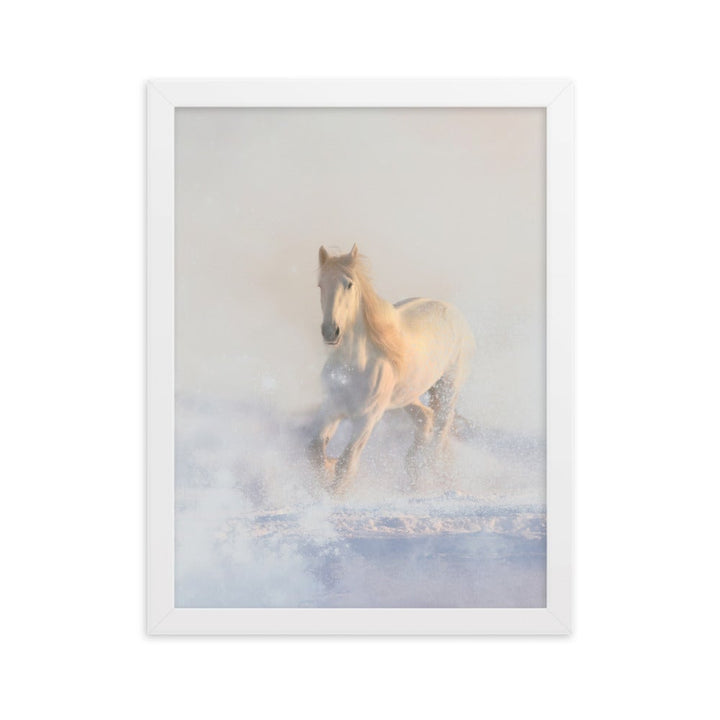 Pferd im Schnee - Poster im Rahmen Weiß / 30×40 cm artlia