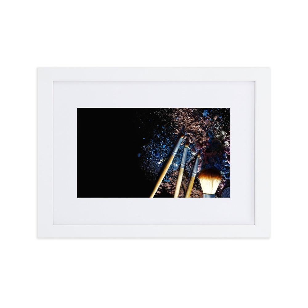 Pinsel auf schwarzem Hintergrund - Poster im Rahmen mit Passepartout weiß / 21×30 cm artlia