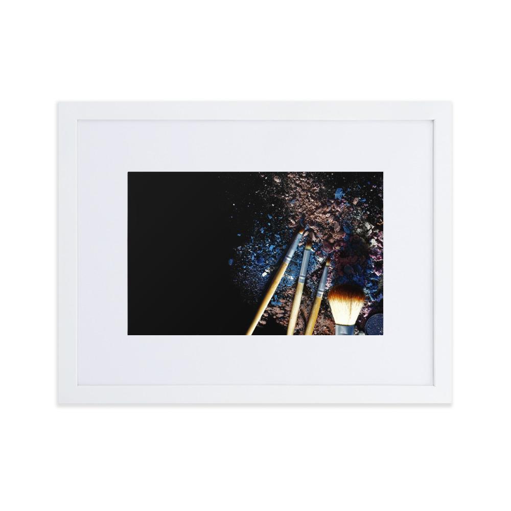Pinsel auf schwarzem Hintergrund - Poster im Rahmen mit Passepartout weiß / 30×40 cm artlia