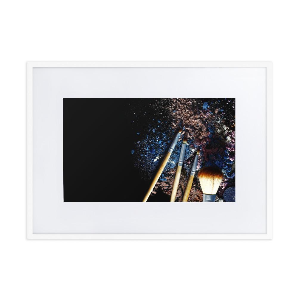 Pinsel auf schwarzem Hintergrund - Poster im Rahmen mit Passepartout weiß / 50×70 cm artlia