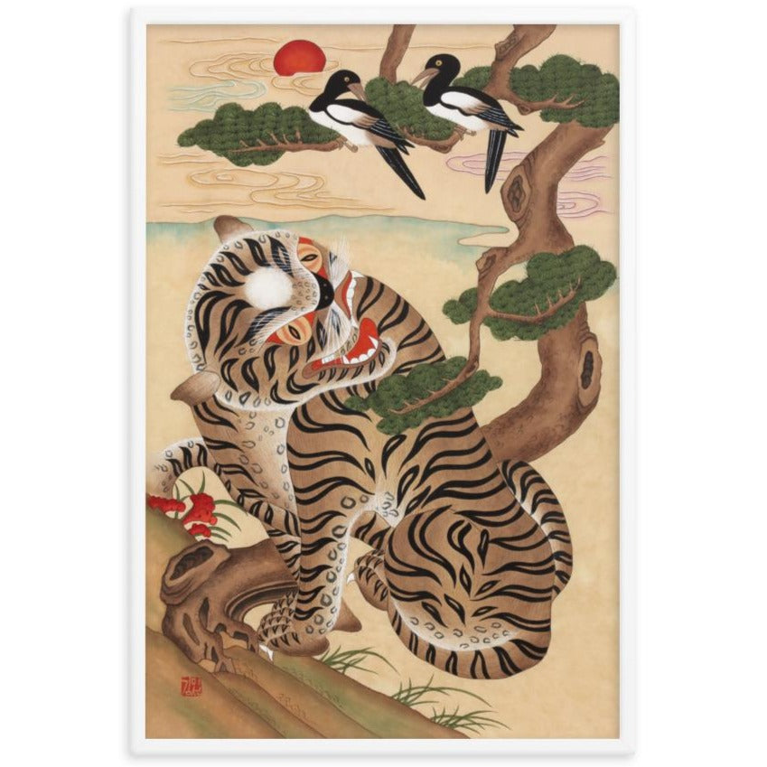 Korean Poster | Tiger and artlia Magpie, Art Print 