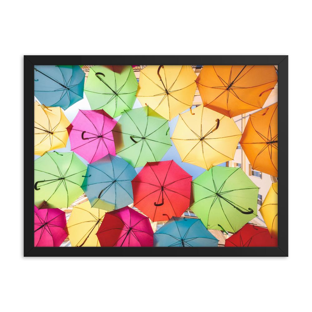 Regenbogenschirm - Poster im Rahmen artlia