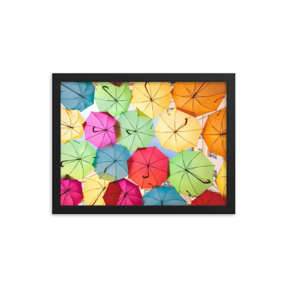 Regenbogenschirm - Poster im Rahmen schwarz / 30x41 cm artlia