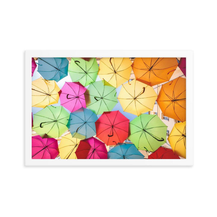 Regenbogenschirm - Poster im Rahmen weiß / 30x45 cm artlia