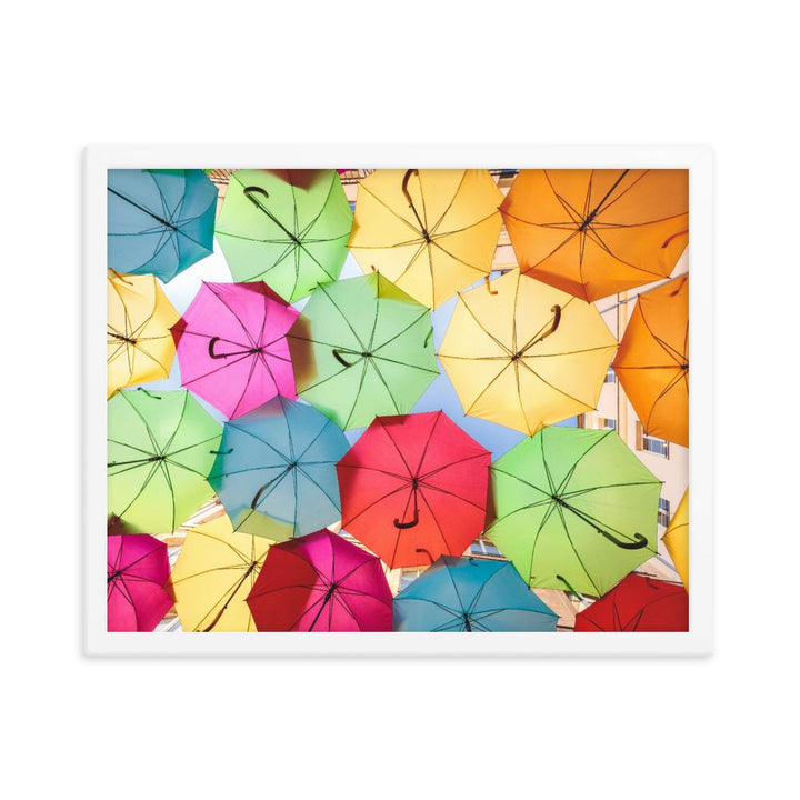 Regenbogenschirm - Poster im Rahmen weiß / 41x51 cm artlia