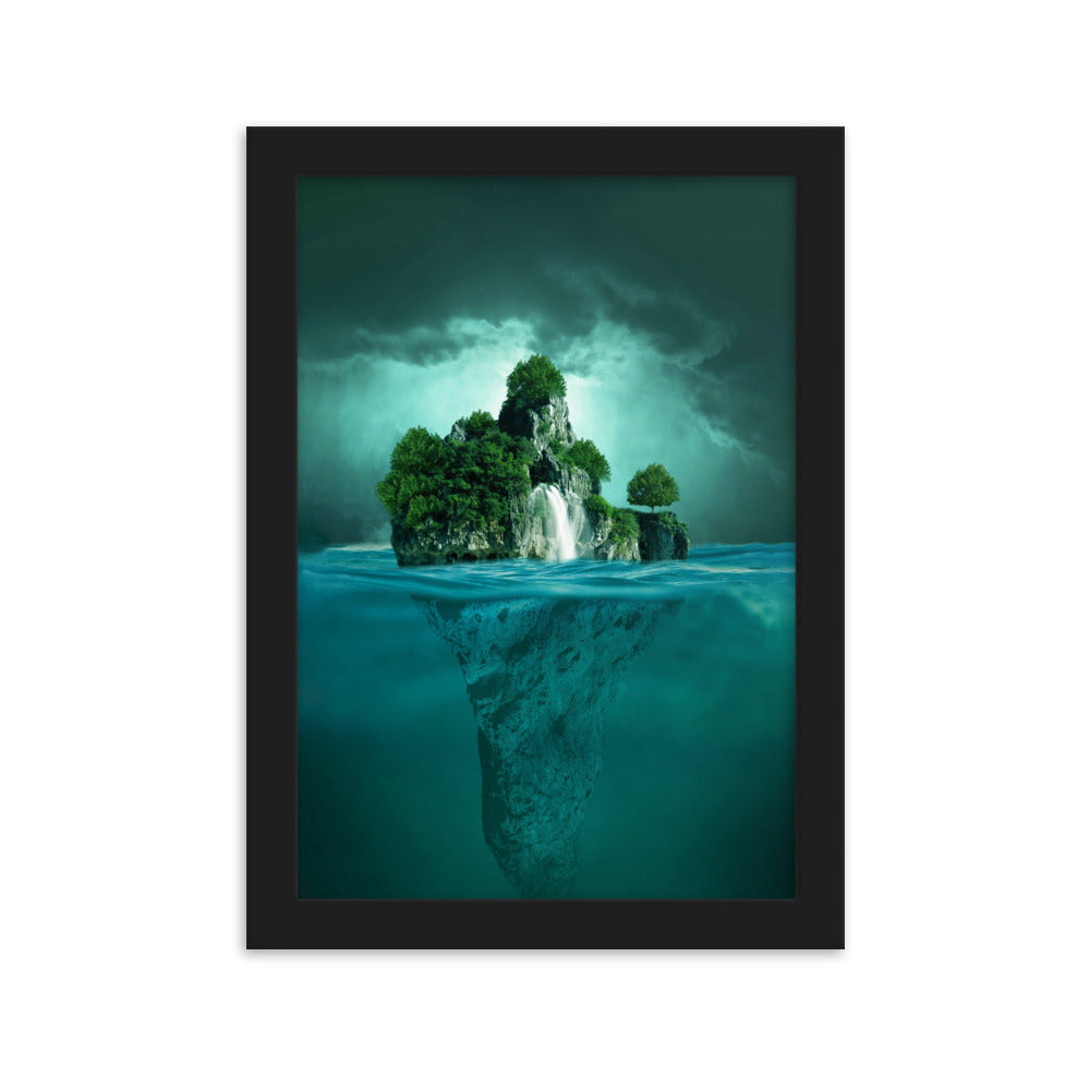 schwimmende Insel - Poster im Rahmen Schwarz / 21×30 cm artlia