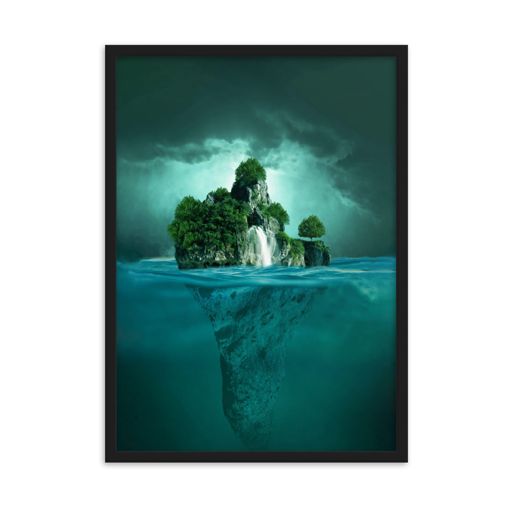 schwimmende Insel - Poster im Rahmen Schwarz / 50×70 cm artlia