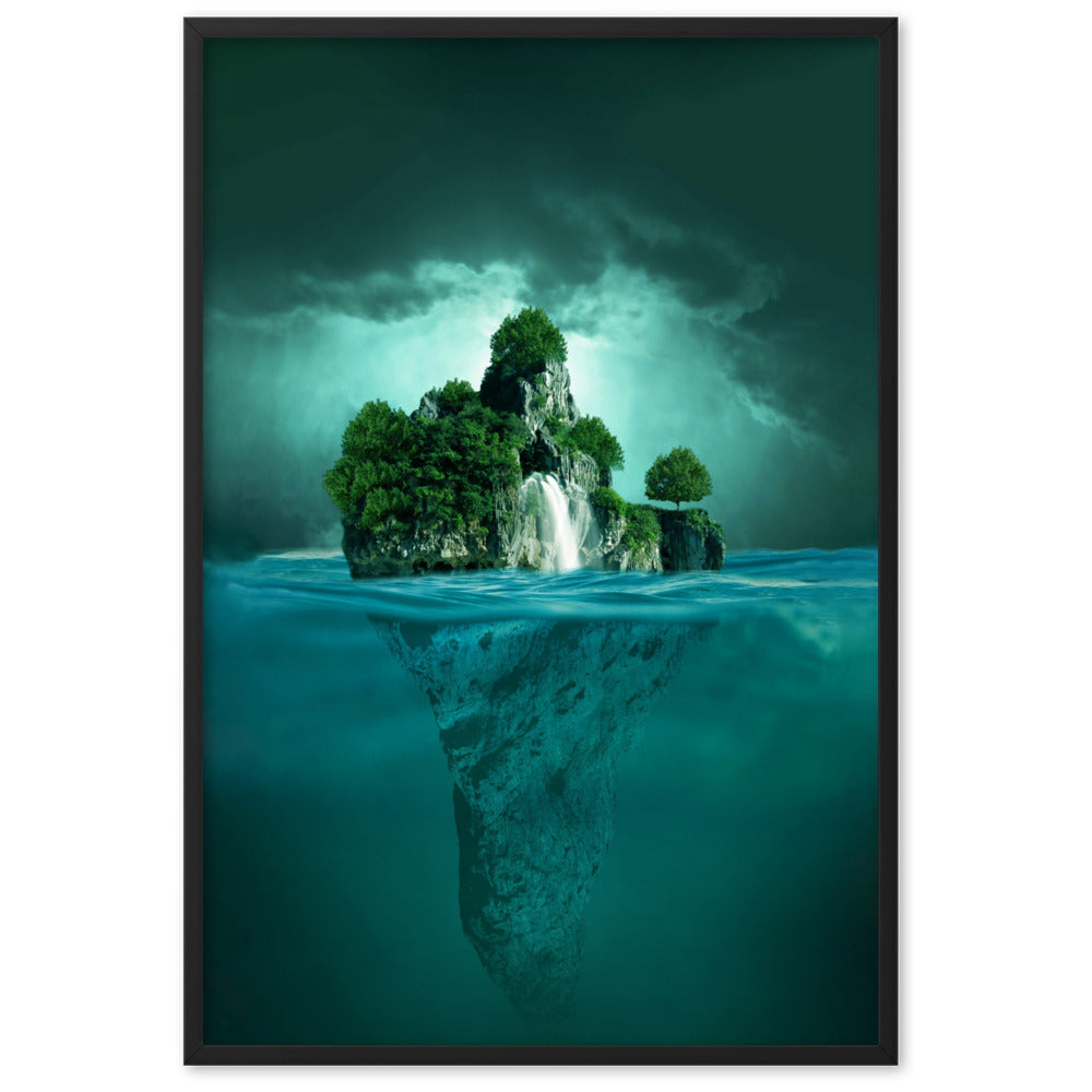 schwimmende Insel - Poster im Rahmen Schwarz / 61×91 cm artlia