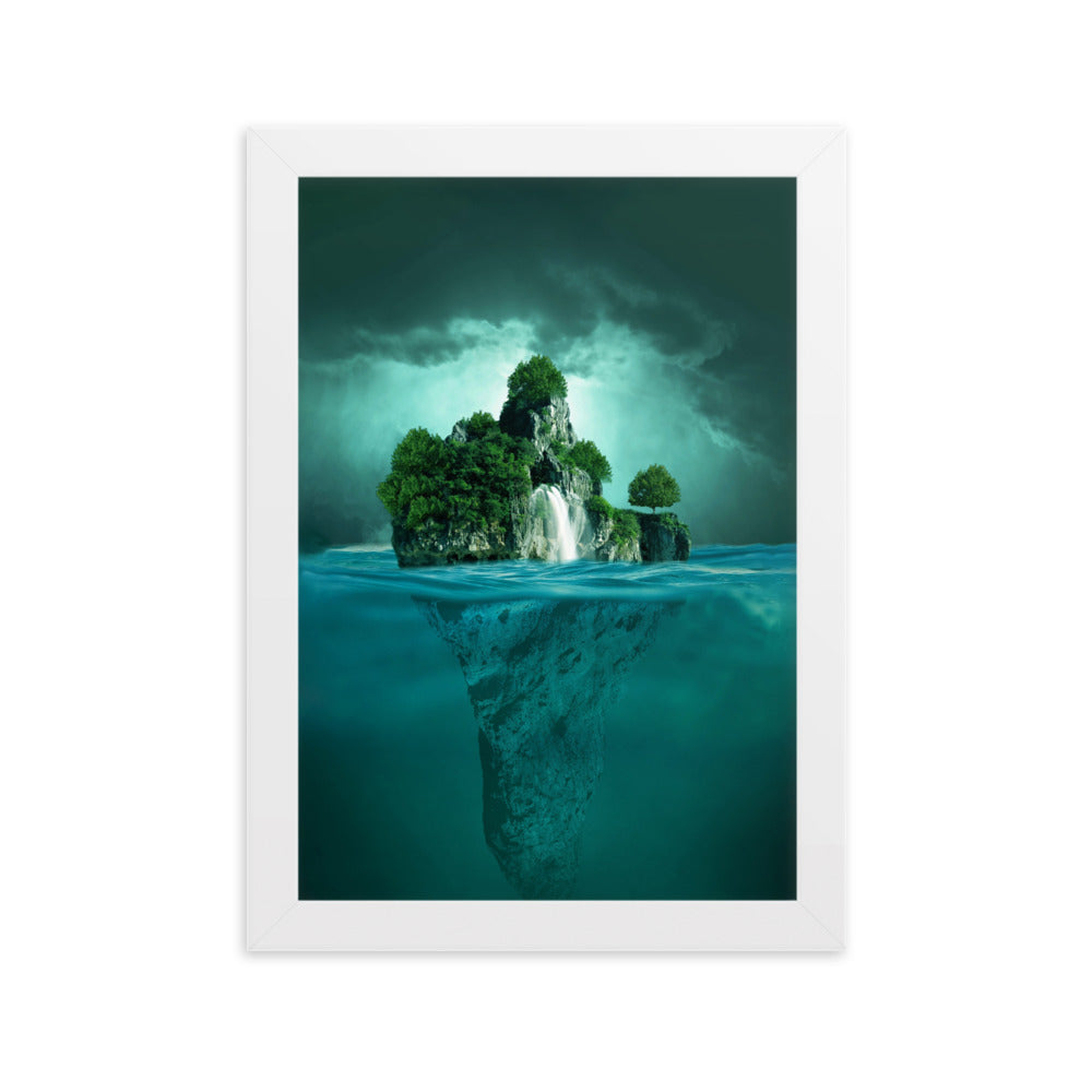 schwimmende Insel - Poster im Rahmen Weiß / 21×30 cm artlia