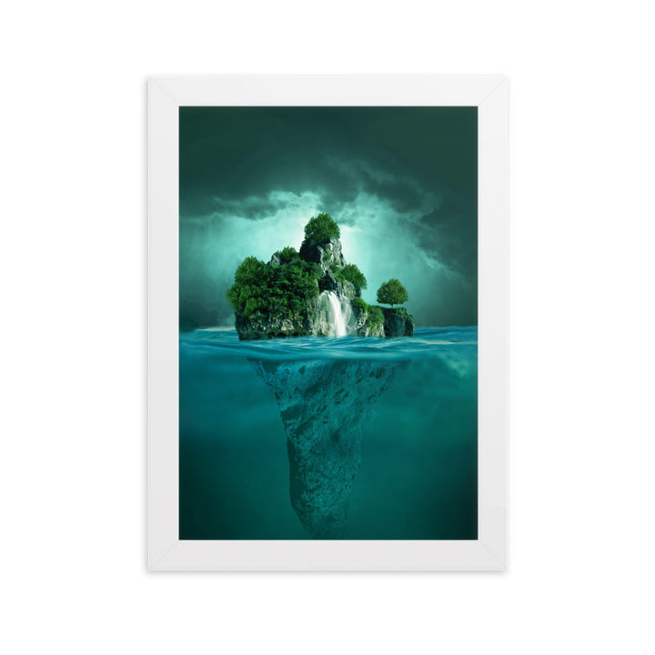 schwimmende Insel - Poster im Rahmen Weiß / 21×30 cm artlia