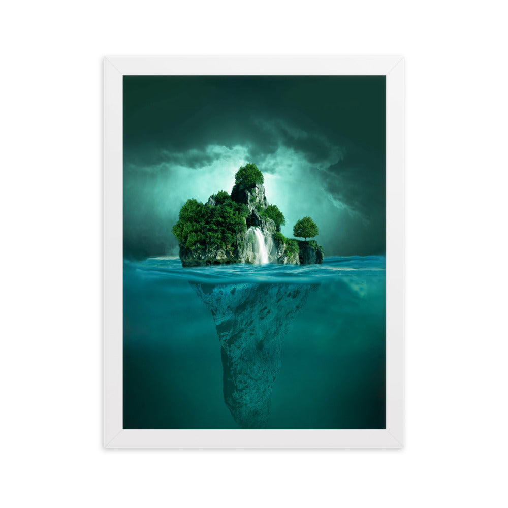 schwimmende Insel - Poster im Rahmen Weiß / 30×40 cm artlia