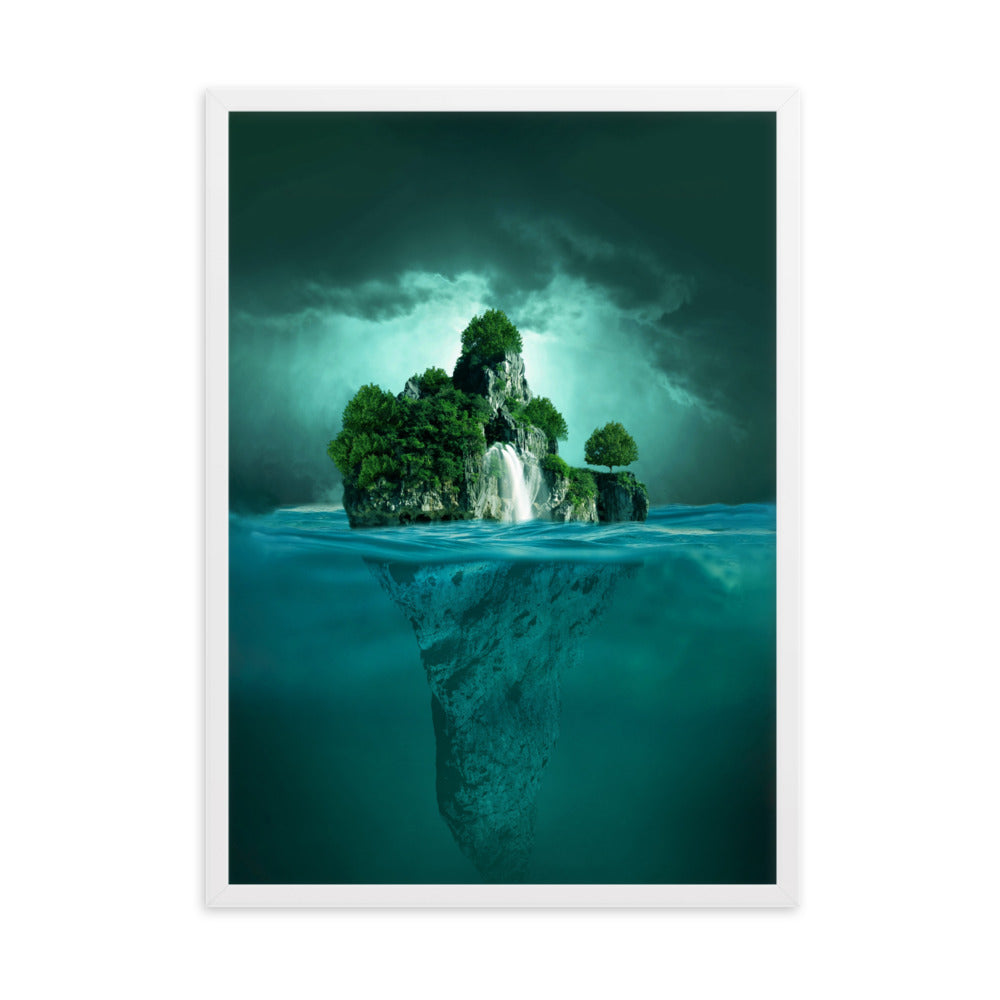 schwimmende Insel - Poster im Rahmen Weiß / 50×70 cm artlia