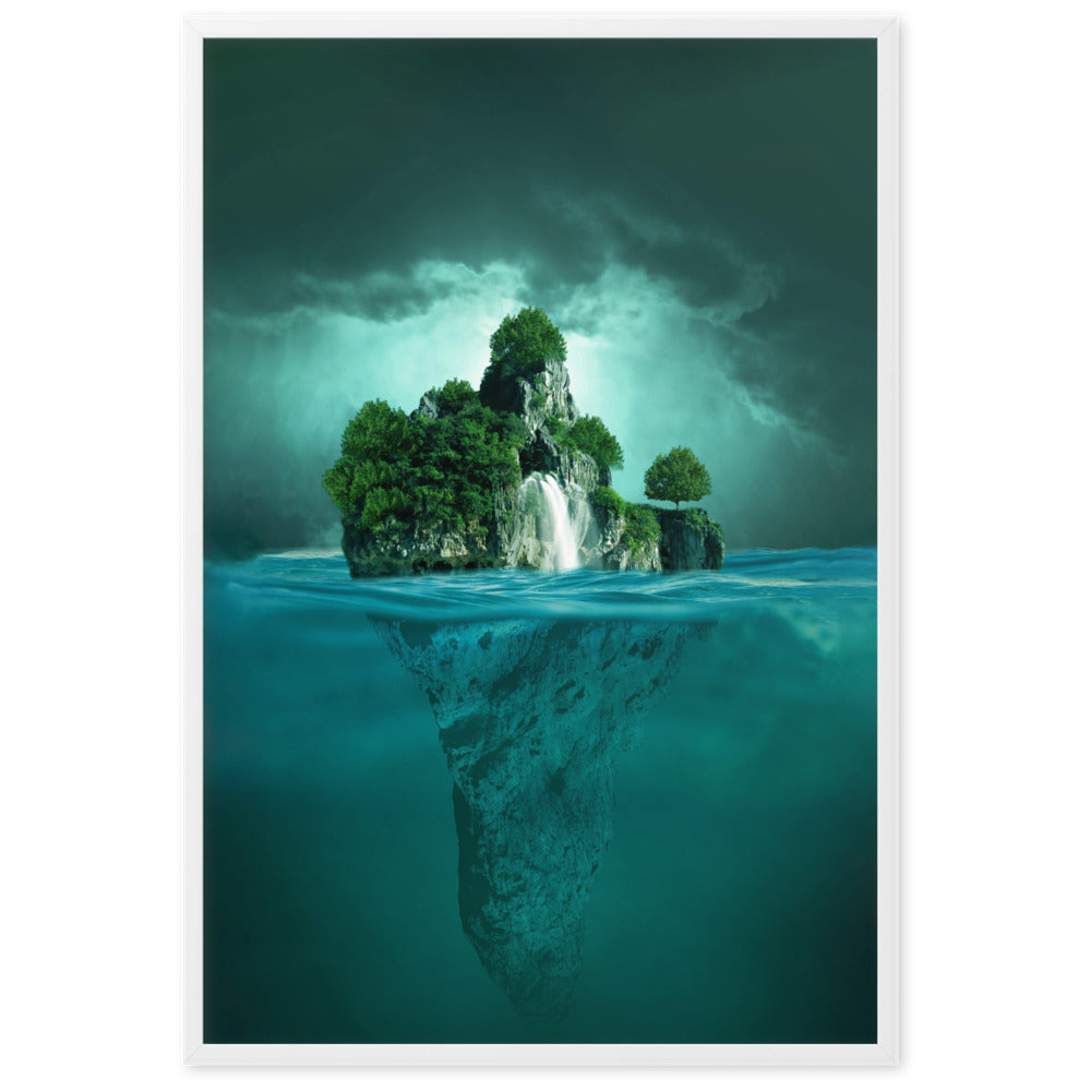 schwimmende Insel - Poster im Rahmen Weiß / 61×91 cm artlia