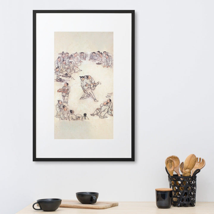 Ssireum-do, Kim Hong-do - Poster im Rahmen mit Passepartout artlia