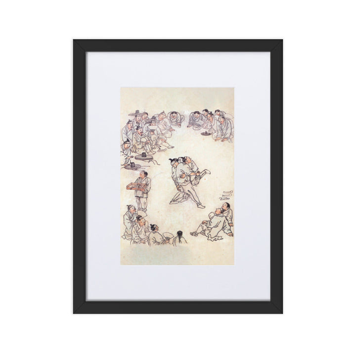 Ssireum-do, Kim Hong-do - Poster im Rahmen mit Passepartout Schwarz / 30×40 cm artlia