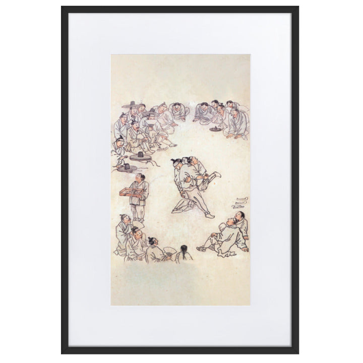 Ssireum-do, Kim Hong-do - Poster im Rahmen mit Passepartout Schwarz / 61×91 cm artlia