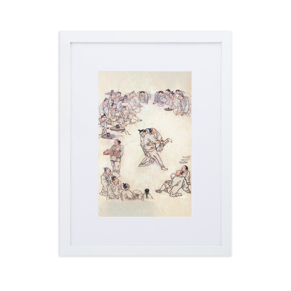 Ssireum-do, Kim Hong-do - Poster im Rahmen mit Passepartout Weiß / 30×40 cm artlia
