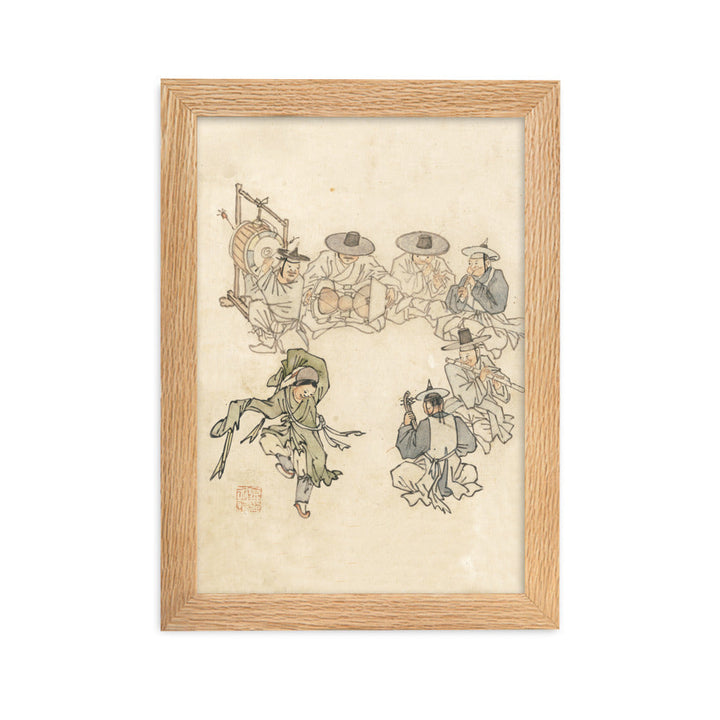 tanzendes Kind, Mudong, Kim Hong-do - Poster im Rahmen Oak / 21×30 cm artlia
