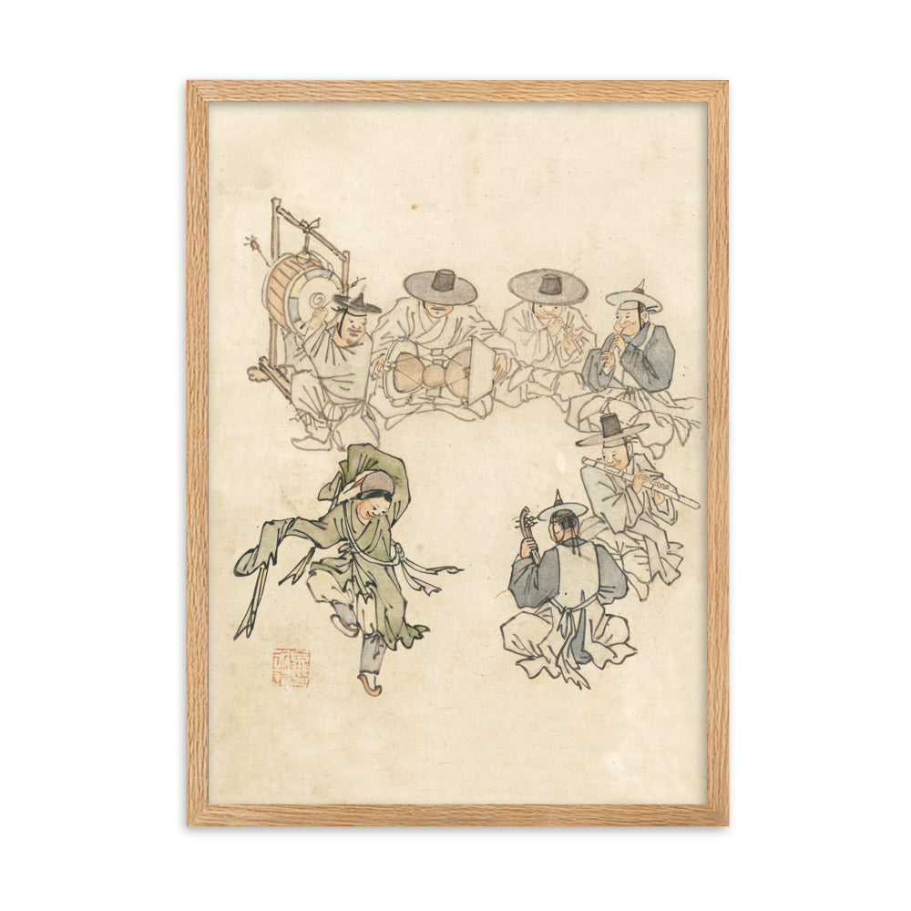 tanzendes Kind, Mudong, Kim Hong-do - Poster im Rahmen Oak / 50×70 cm artlia