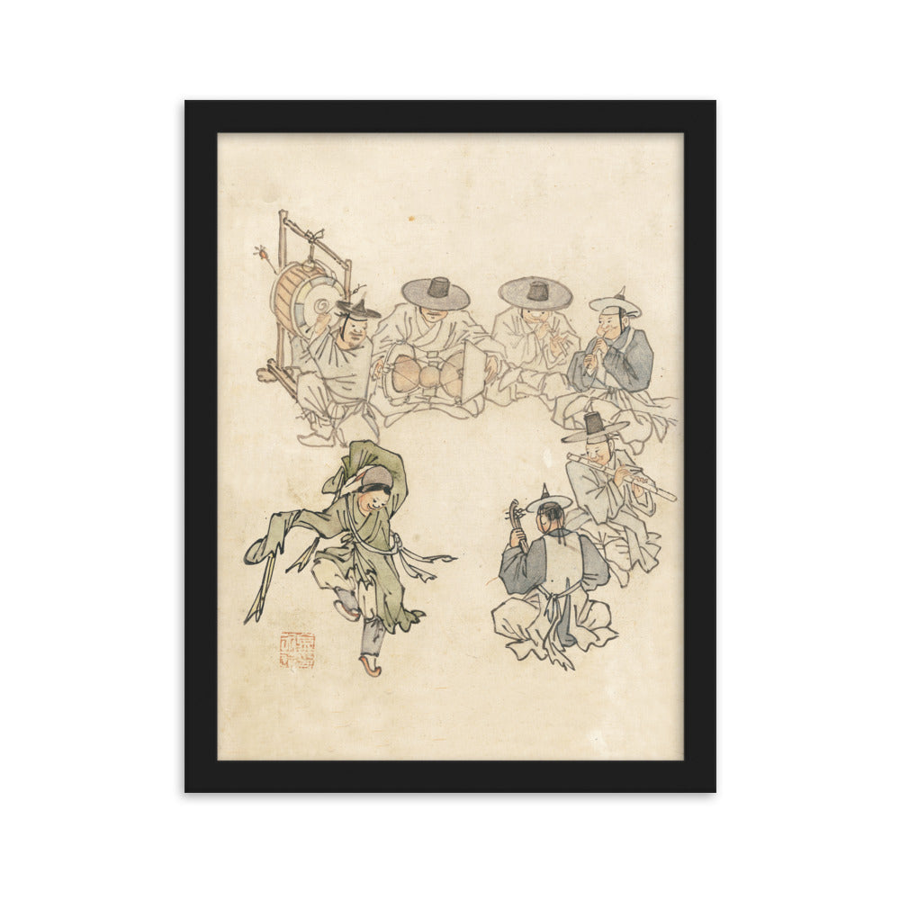 tanzendes Kind, Mudong, Kim Hong-do - Poster im Rahmen Schwarz / 30×40 cm artlia