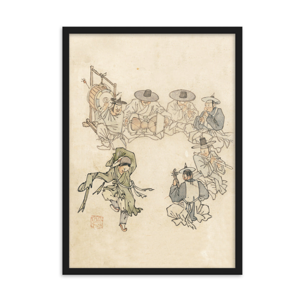 tanzendes Kind, Mudong, Kim Hong-do - Poster im Rahmen Schwarz / 50×70 cm artlia