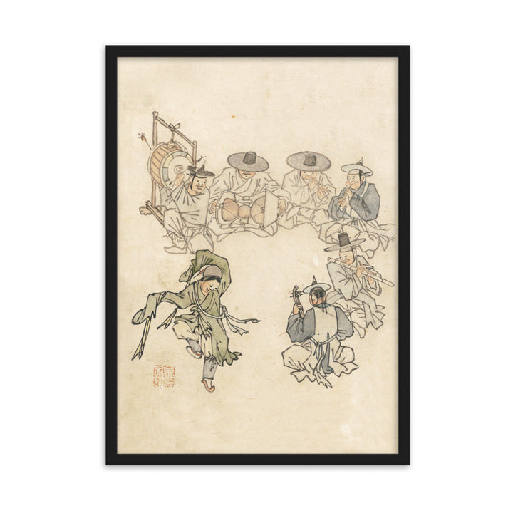 tanzendes Kind, Mudong, Kim Hong-do - Poster im Rahmen Schwarz / 50×70 cm artlia