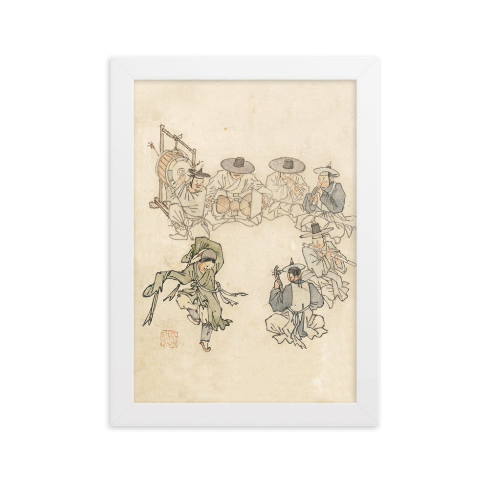 tanzendes Kind, Mudong, Kim Hong-do - Poster im Rahmen Weiß / 21×30 cm artlia