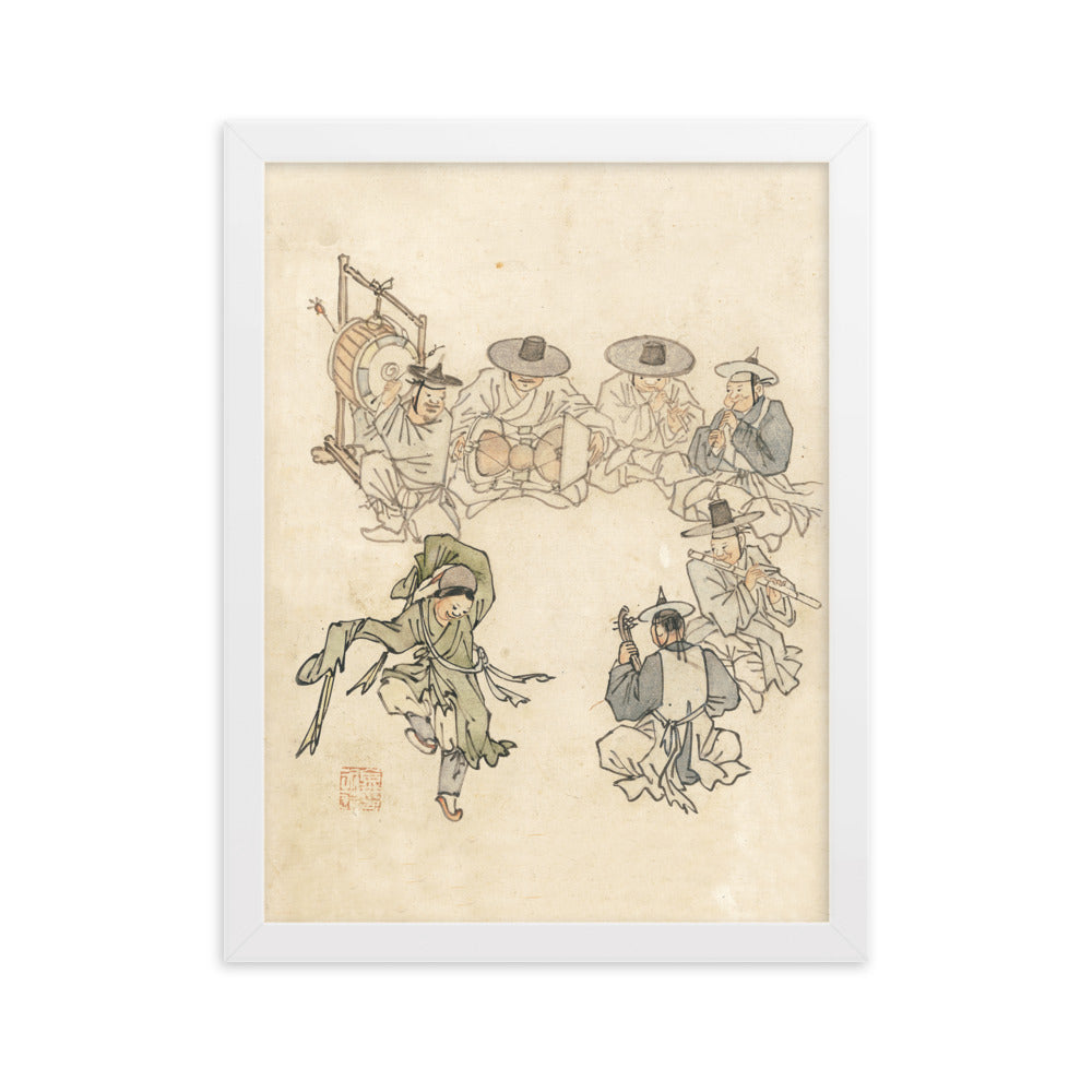 tanzendes Kind, Mudong, Kim Hong-do - Poster im Rahmen Weiß / 30×40 cm artlia