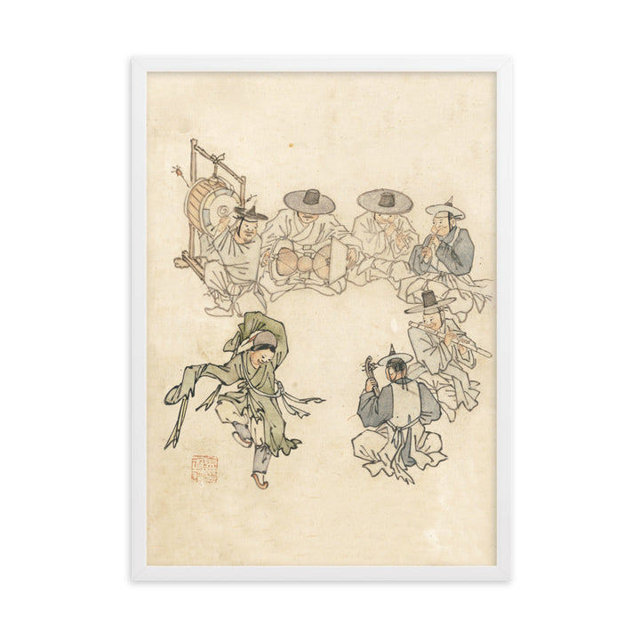 tanzendes Kind, Mudong, Kim Hong-do - Poster im Rahmen Weiß / 50×70 cm artlia