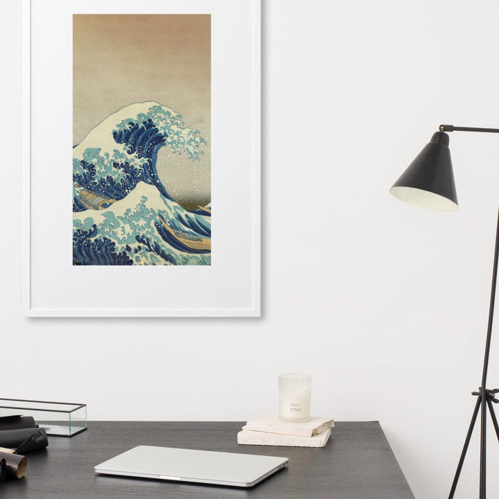 The Great Wave Hokusai - Poster im Rahmen mit Passepartout artlia