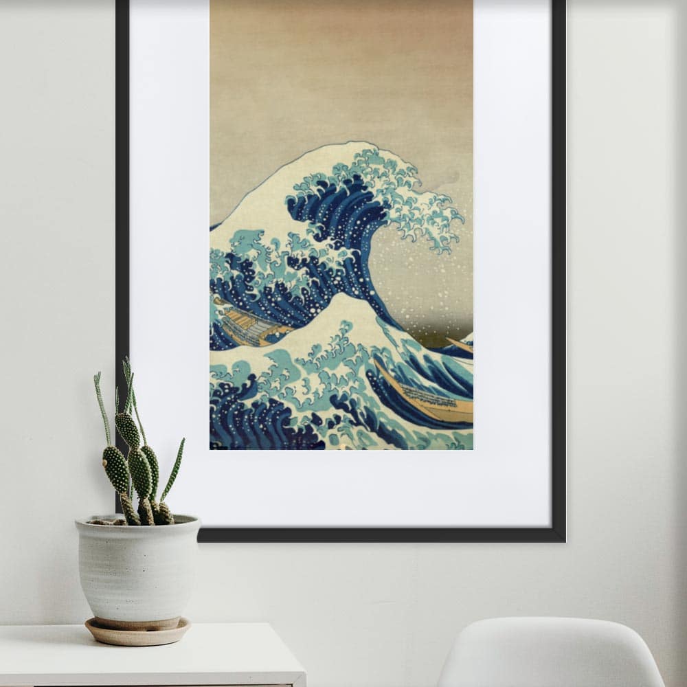 The Great Wave Hokusai - Poster im Rahmen mit Passepartout artlia