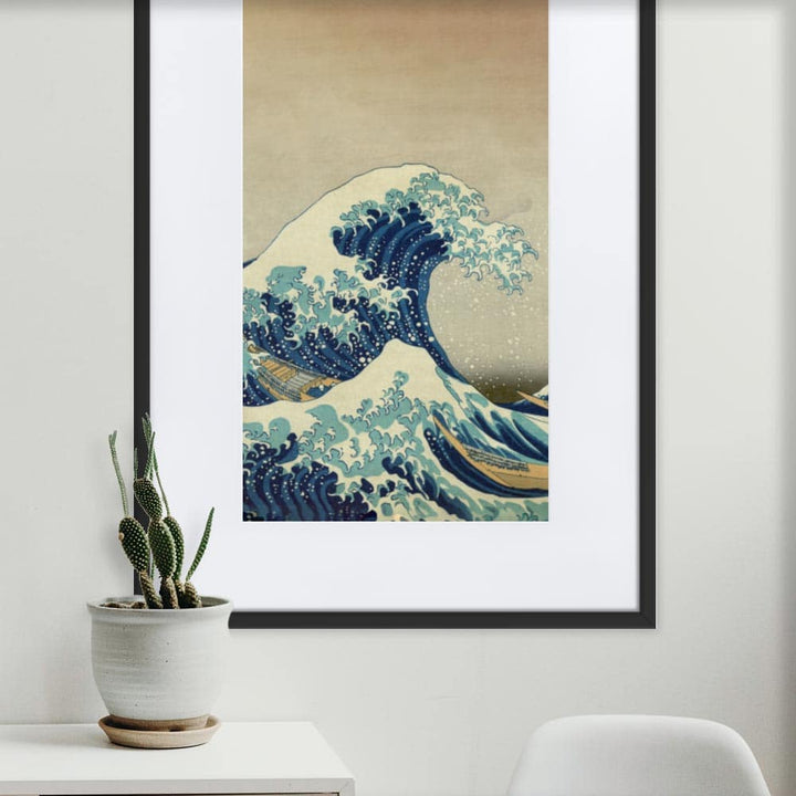 The Great Wave Hokusai - Poster im Rahmen mit Passepartout artlia