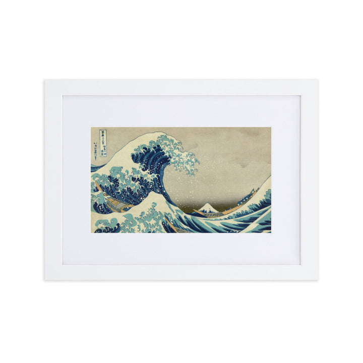 The Great Wave Hokusai - Poster im Rahmen mit Passepartout horizontal / Weiß / 21×30 cm artlia
