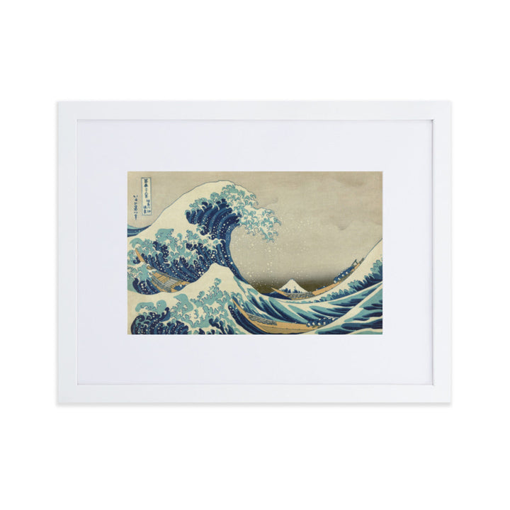 The Great Wave Hokusai - Poster im Rahmen mit Passepartout horizontal / Weiß / 30×40 cm artlia