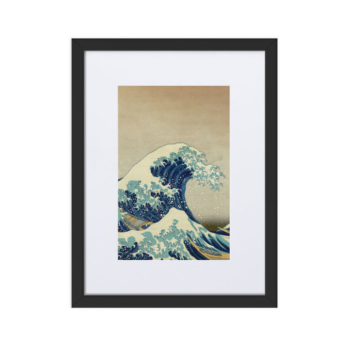 The Great Wave Hokusai - Poster im Rahmen mit Passepartout vertical / Schwarz / 30×40 cm artlia