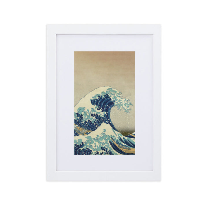 The Great Wave Hokusai - Poster im Rahmen mit Passepartout vertical / Weiß / 21×30 cm artlia