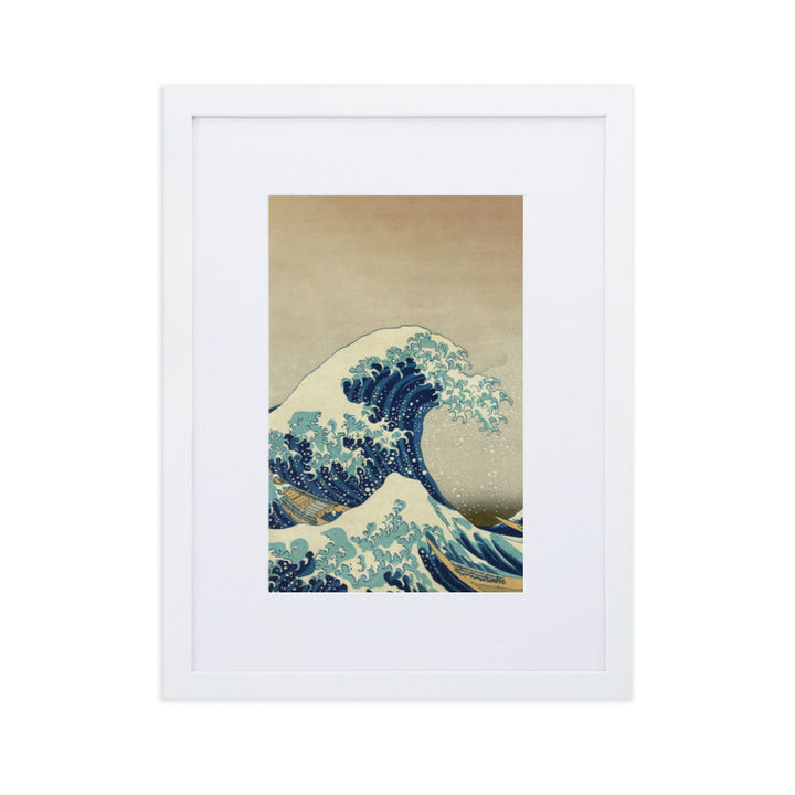 The Great Wave Hokusai - Poster im Rahmen mit Passepartout vertical / Weiß / 30×40 cm artlia