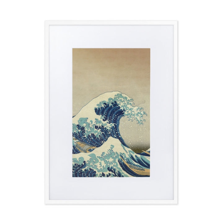 The Great Wave Hokusai - Poster im Rahmen mit Passepartout vertical / Weiß / 50×70 cm artlia