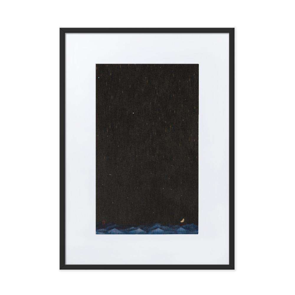 Walk the Night of Light 02 - Poster im Rahmen mit Passepartout Schwarz / 50×70 cm artlia