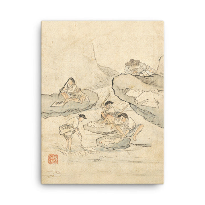 Wäscherei, Kim Hong-do - Leinwand 30x41 cm artlia