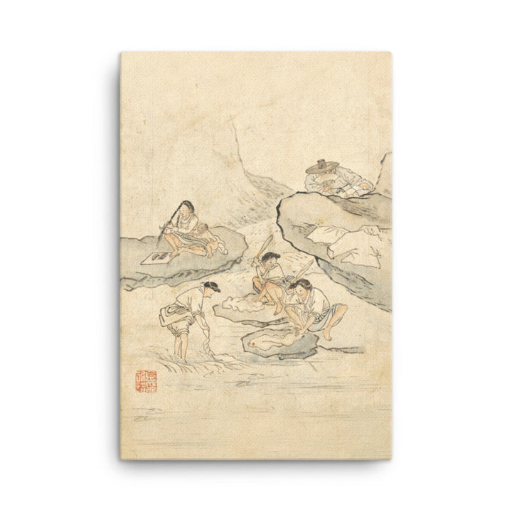 Wäscherei, Kim Hong-do - Leinwand 61x91 cm artlia