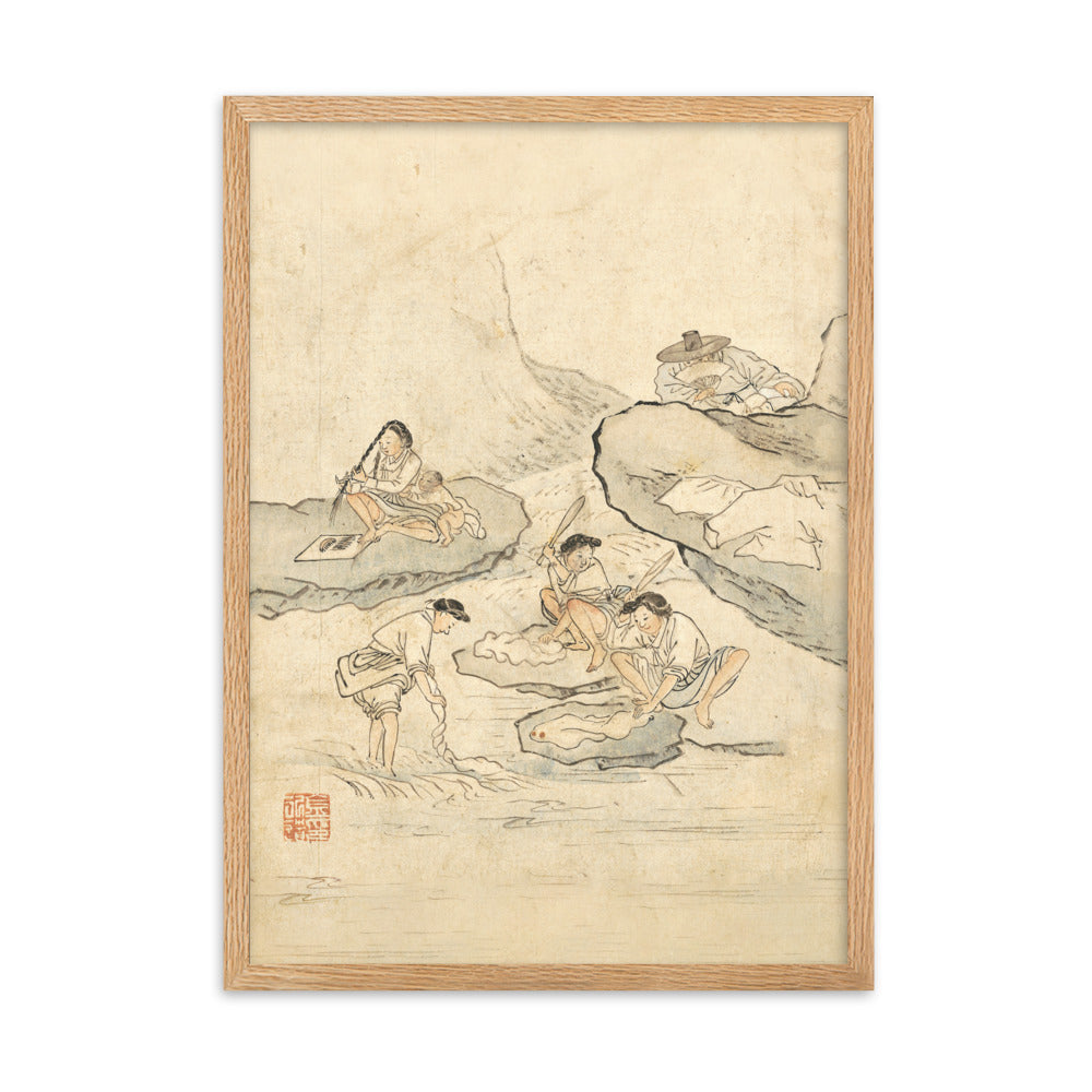 Wäscherei, Kim Hong-do - Poster im Rahmen Oak / 50×70 cm artlia