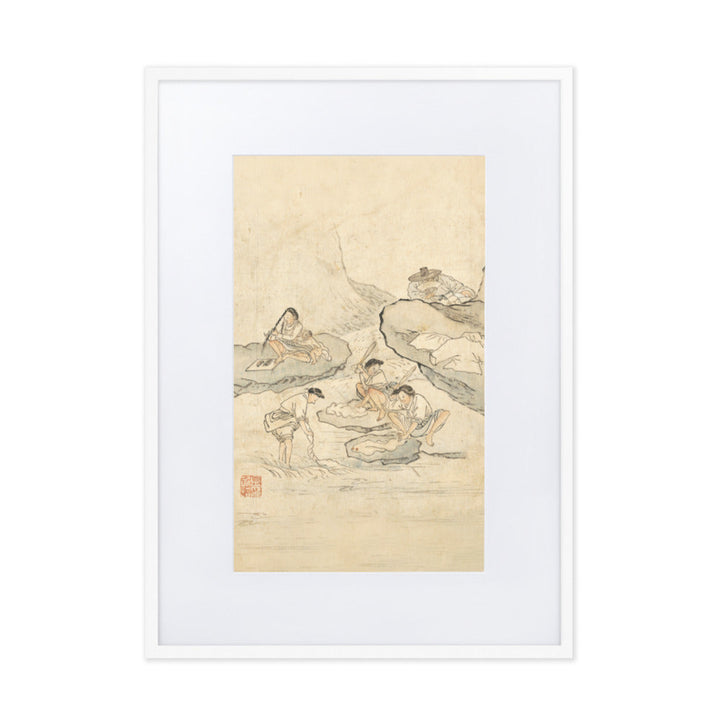 Wäscherei, Kim Hong-do - Poster im Rahmen mit Passepartout Weiß / 50×70 cm artlia