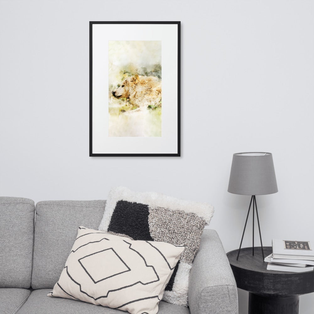 Wolf - Poster im Rahmen mit Passepartout artlia