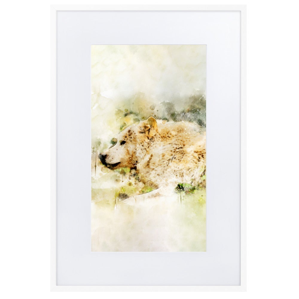 Wolf - Poster im Rahmen mit Passepartout Weiß / 61×91 cm artlia