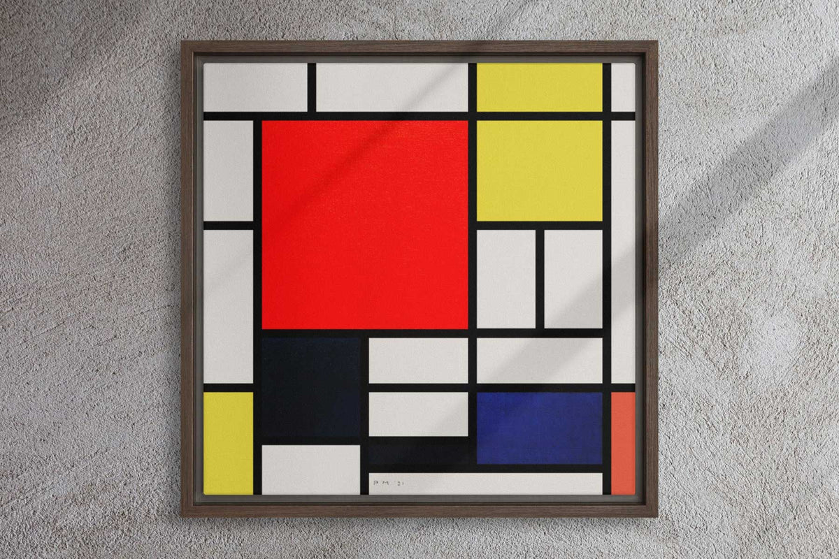 5 aperçus de la composition de Piet Mondrian avec du rouge jaune gris ...
