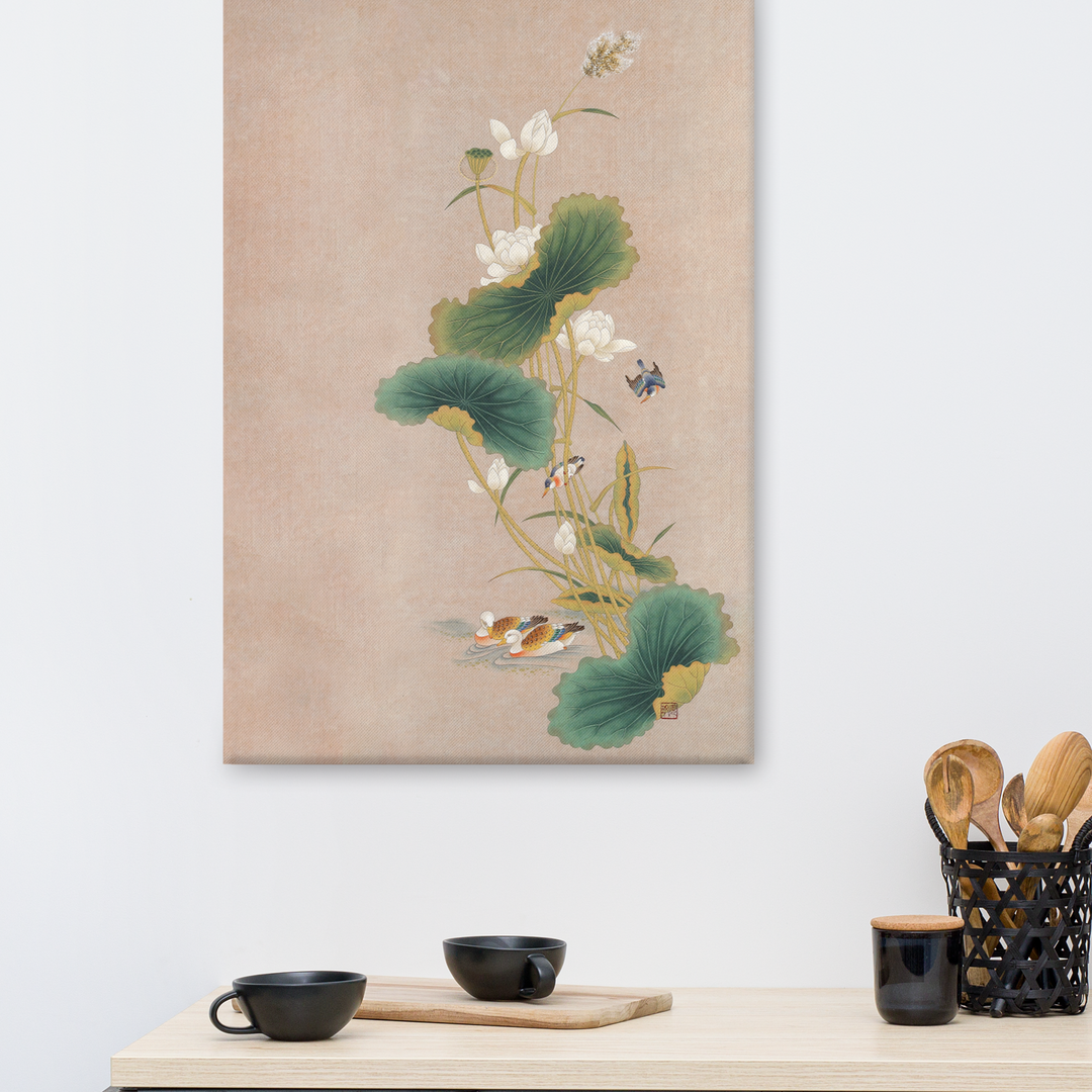 canvas-Lotosblueten-mit-Voegeln-Seungmin-yoon-artlia_3